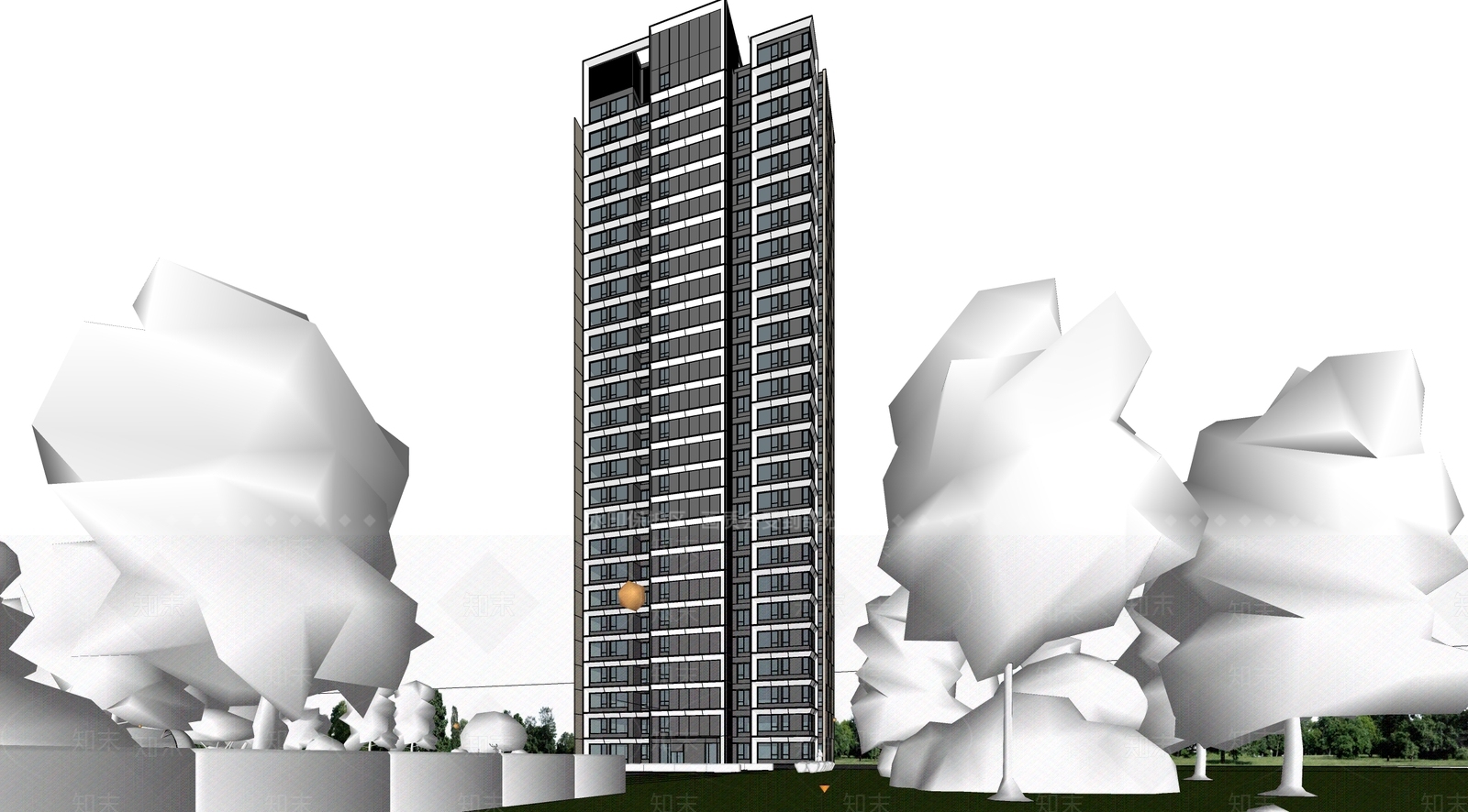 现代高层住宅SU模型下载【ID:1203670919】