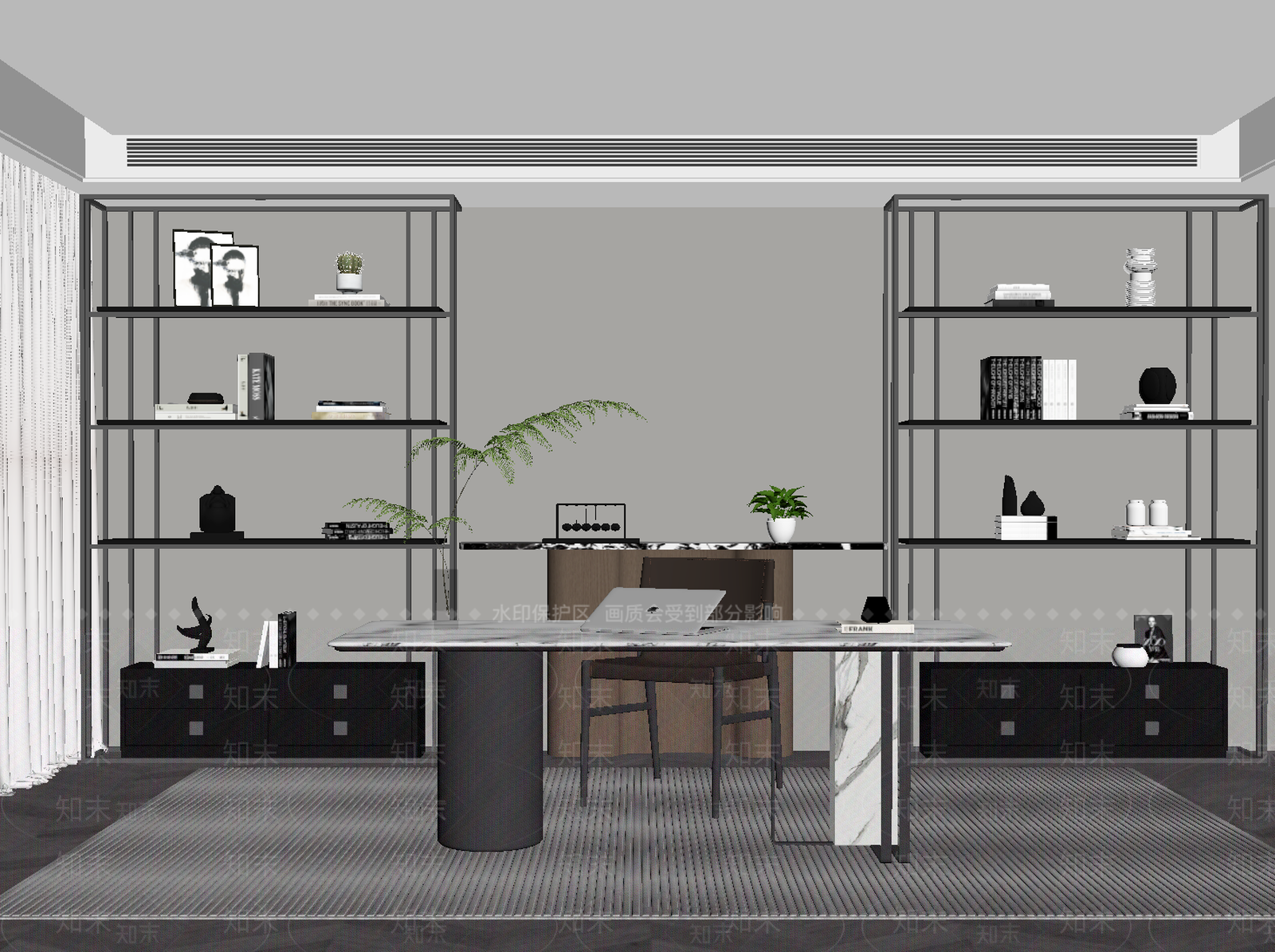 现代意式书房SU模型下载【ID:1203671211】