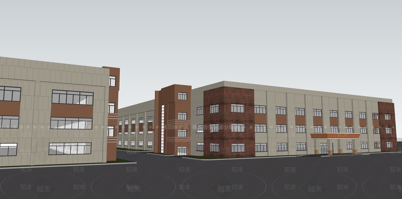 现代复古研发厂房SU模型下载【ID:1203672746】