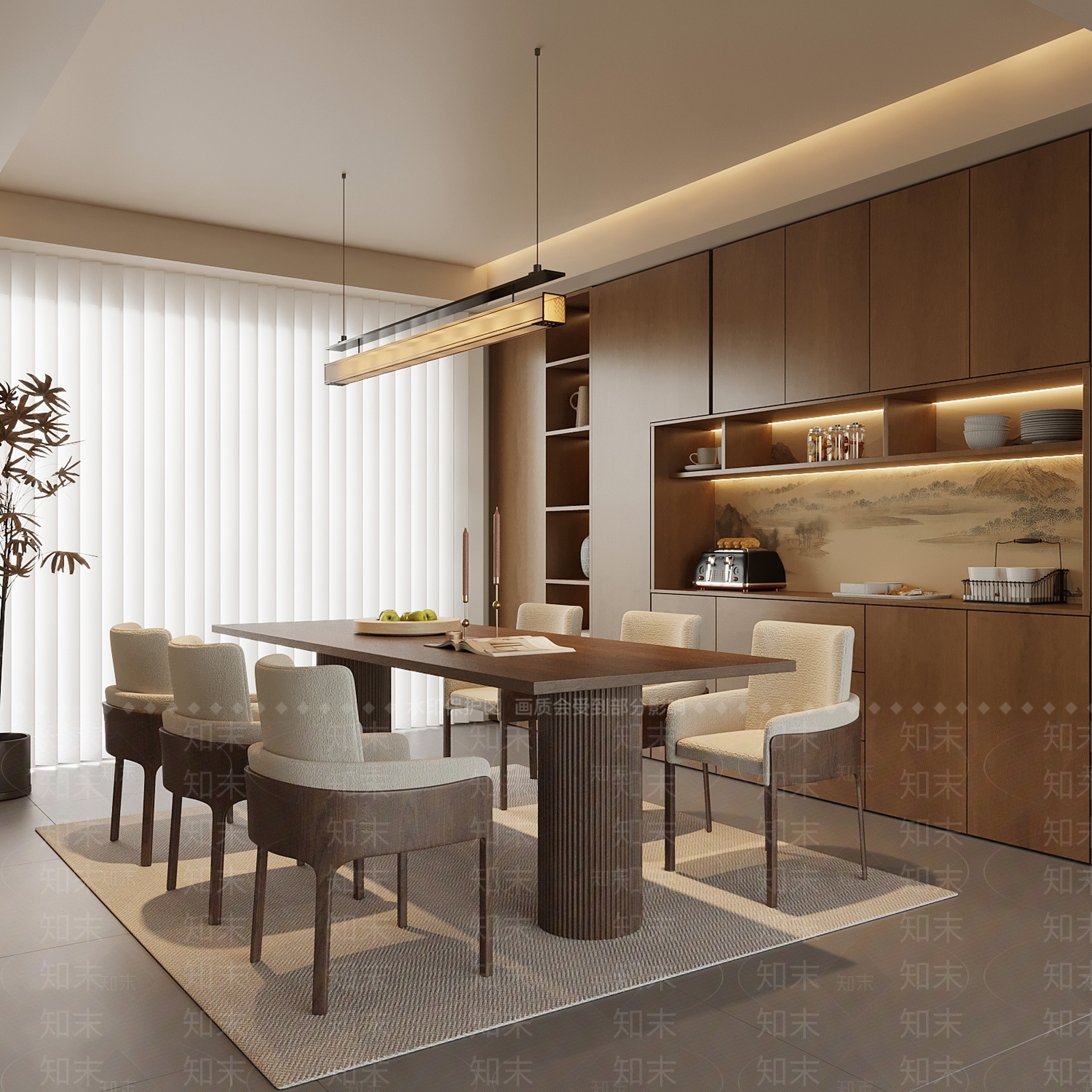 新中式家居餐厅3D模型下载【ID:1203672723】