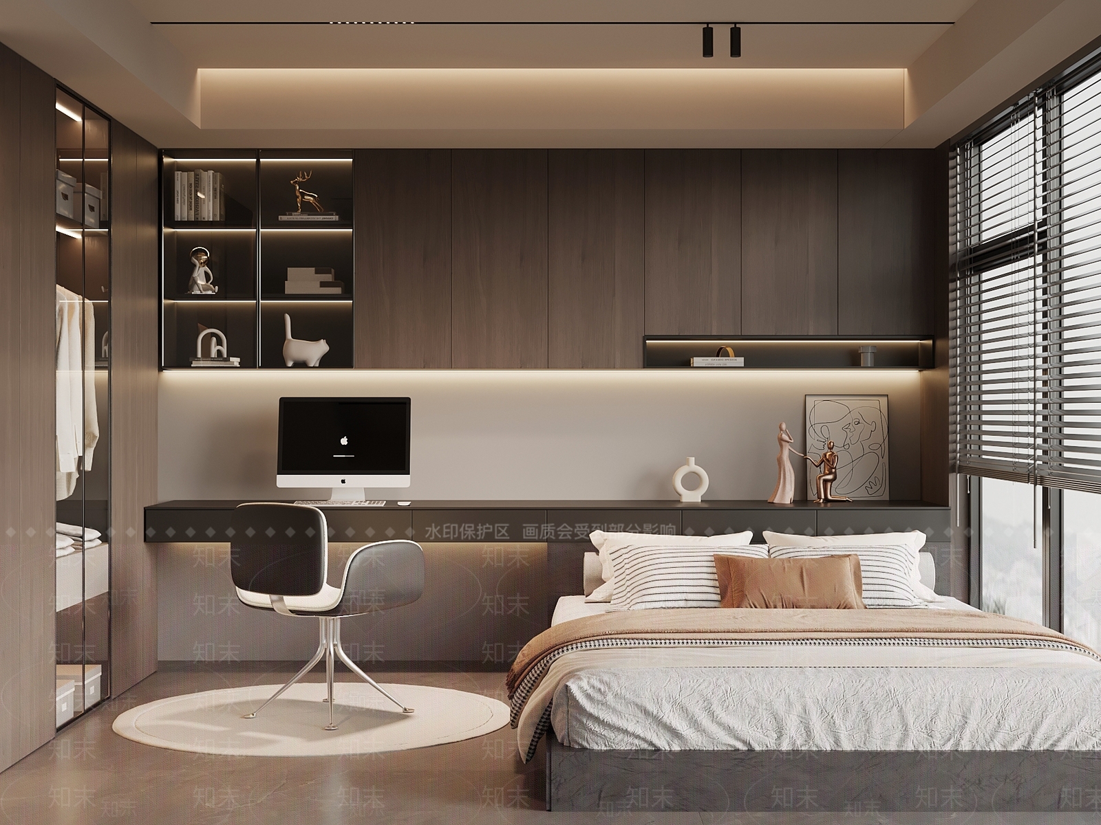 现代意式榻榻米卧室3D模型下载【ID:1203673399】