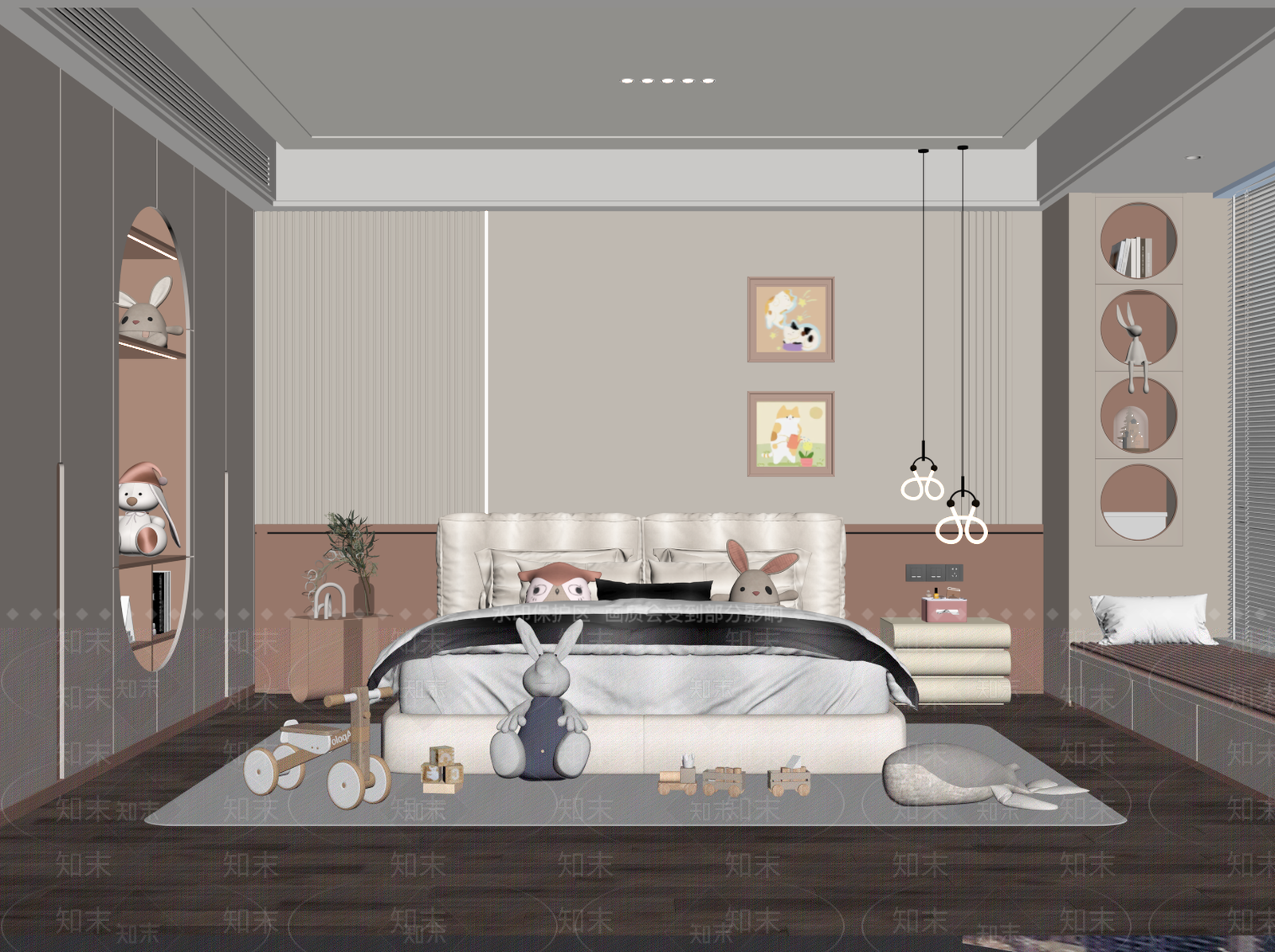 现代通用儿童房SU模型下载【ID:1203673868】