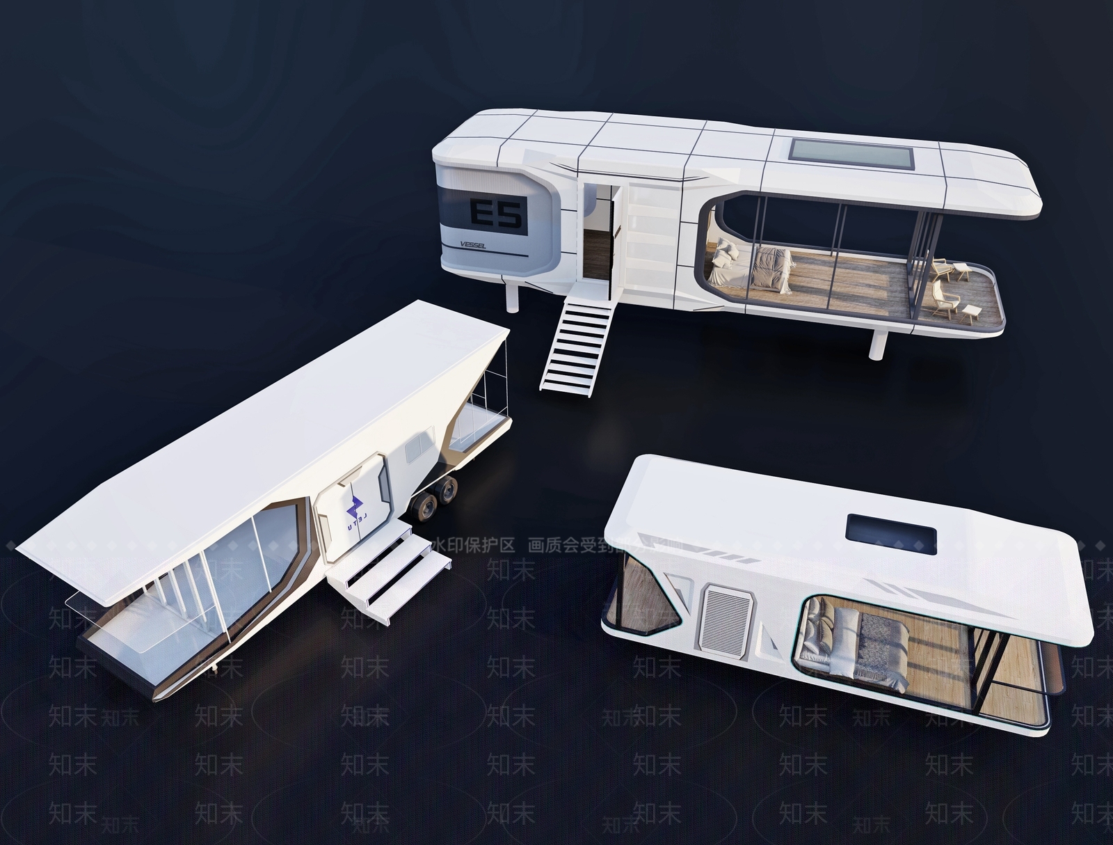 现代太空舱民宿3D模型下载【ID:1203675842】