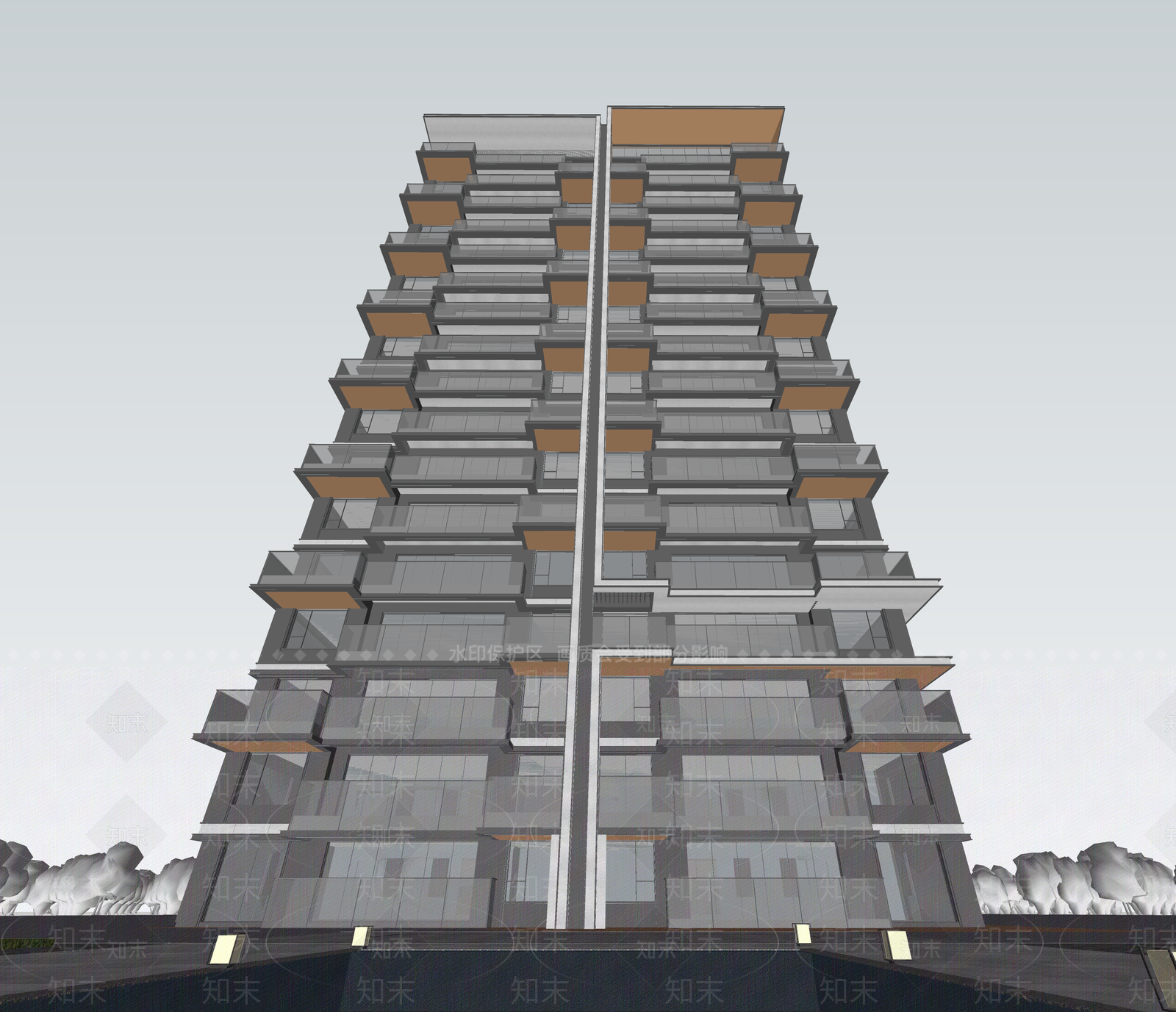 现代高层住宅SU模型下载【ID:1203677796】