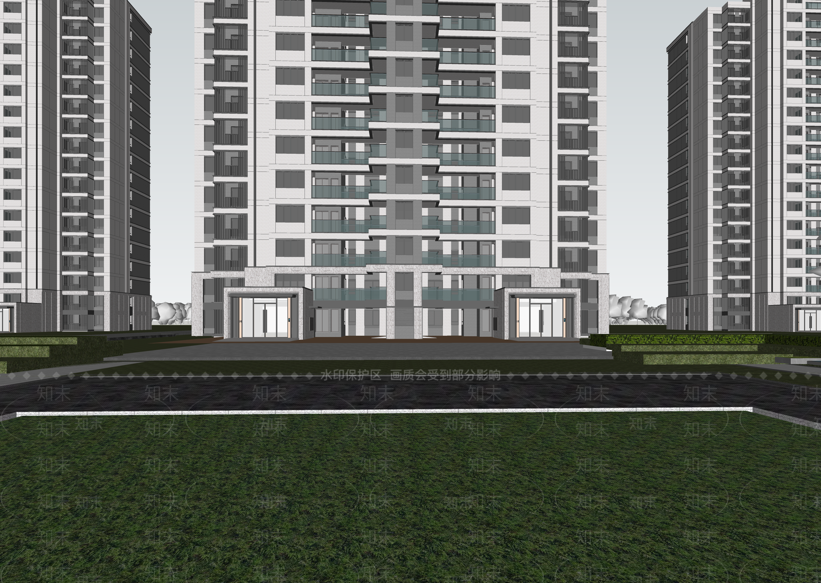 现代高层住宅SU模型下载【ID:1203678462】