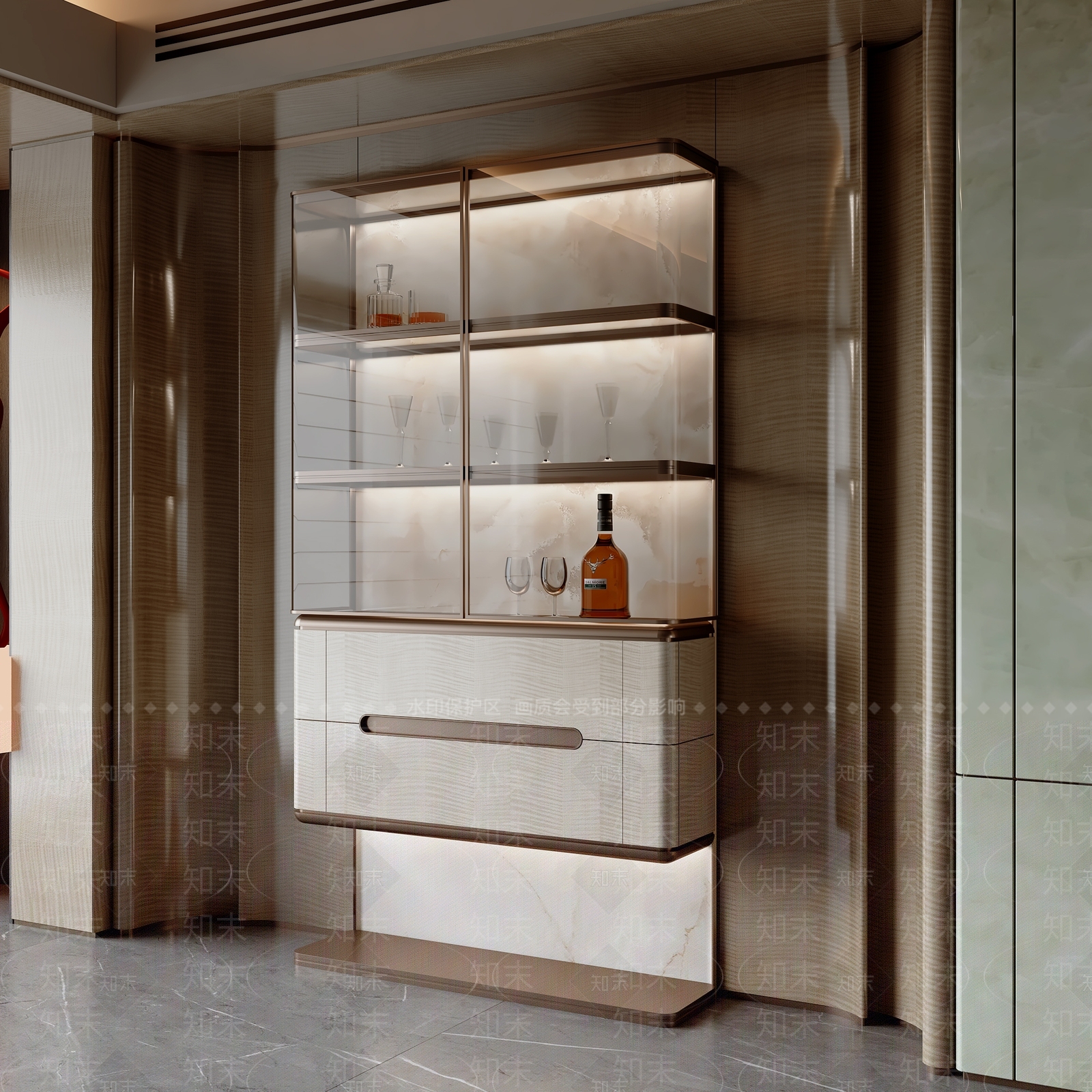 轻奢酒柜SU模型下载【ID:1203681709】