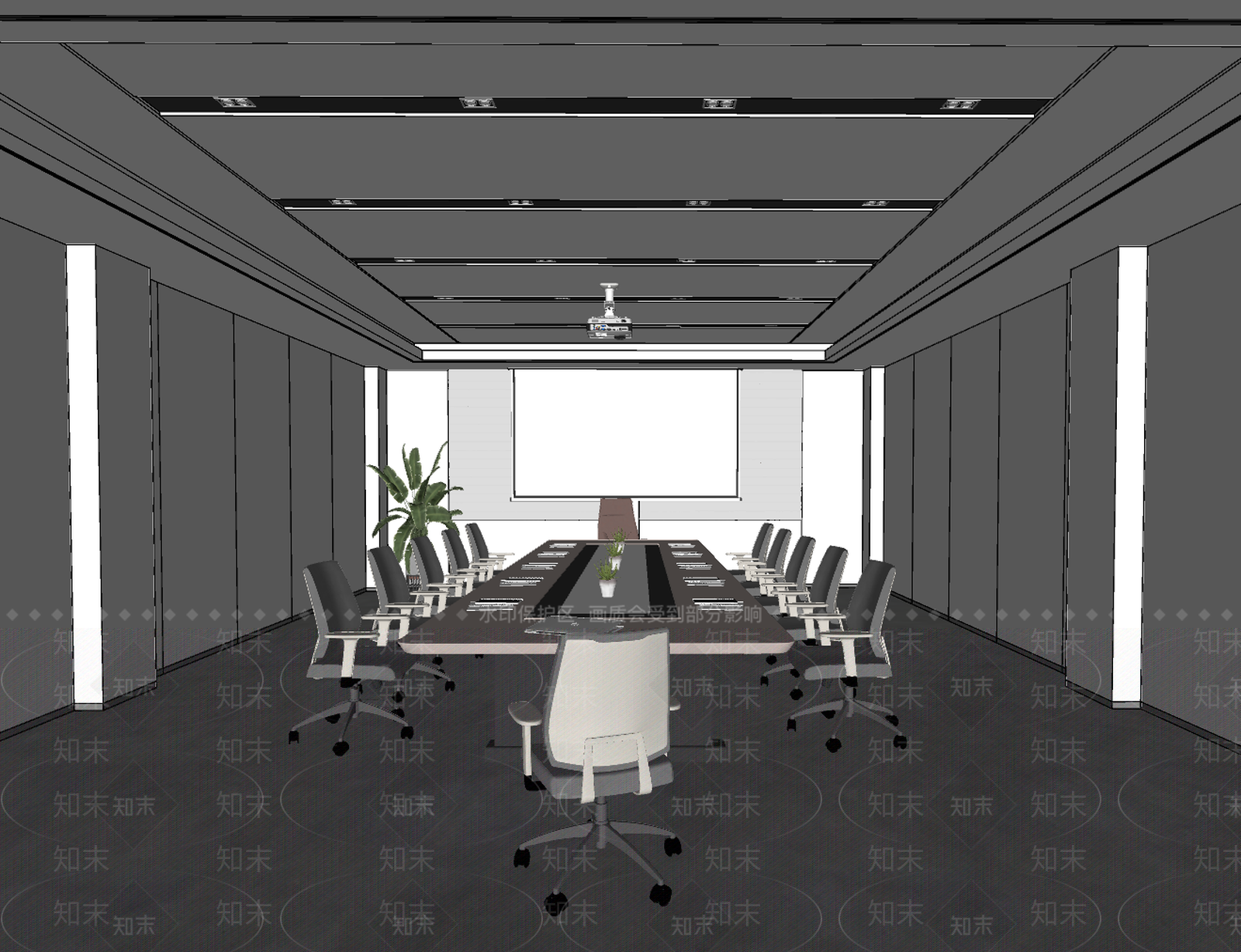 现代简约会议室SU模型下载【ID:1203684238】