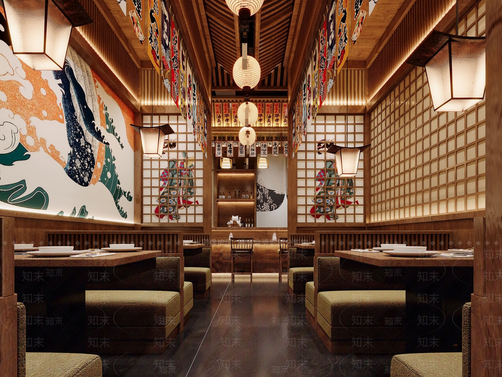 日式侘寂日料店3D模型下载【ID:1203687398】