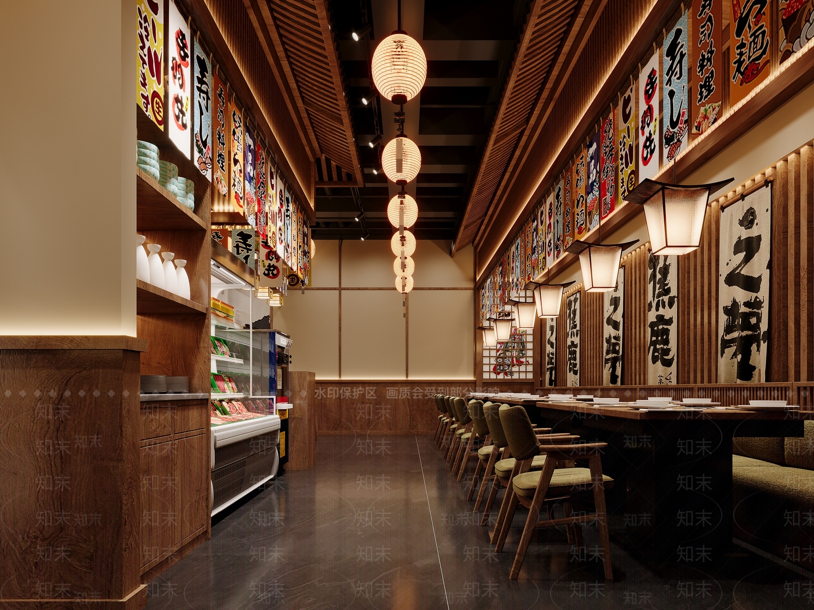 日式侘寂日料店3D模型下载【ID:1203687398】