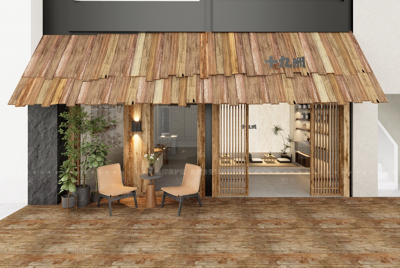 侘寂原木茶馆SU模型下载【ID:1203689596】