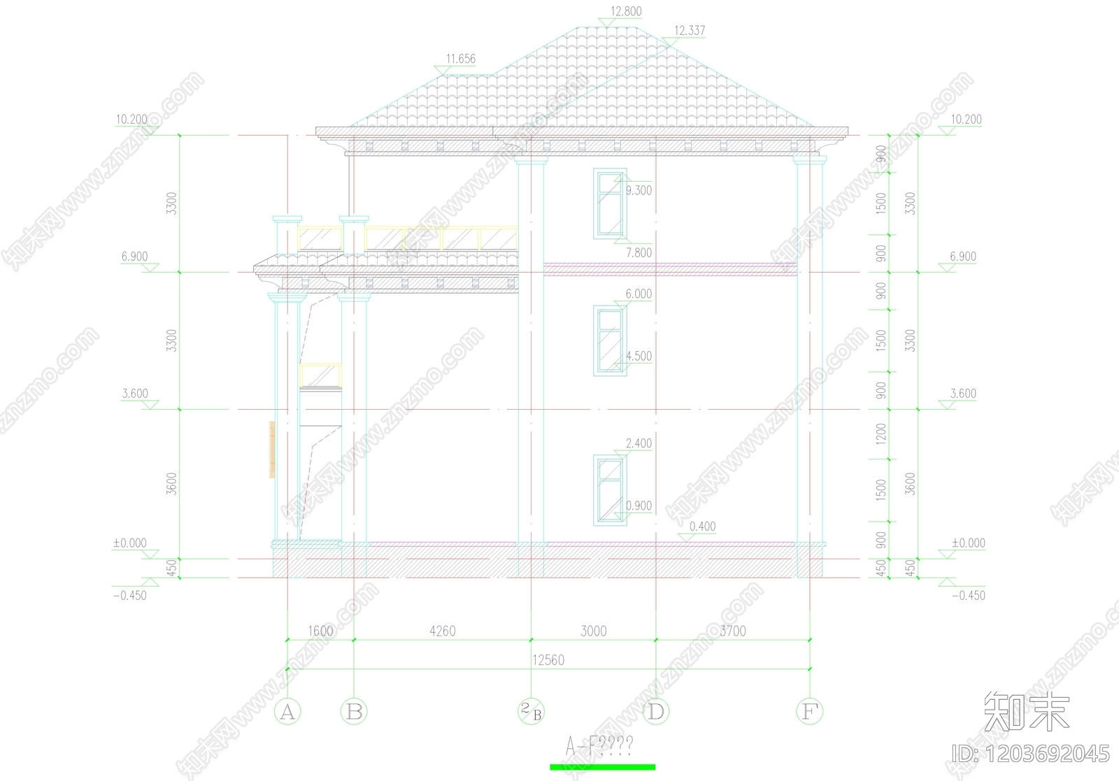 现代中式别墅建筑cad施工图下载【ID:1203692045】