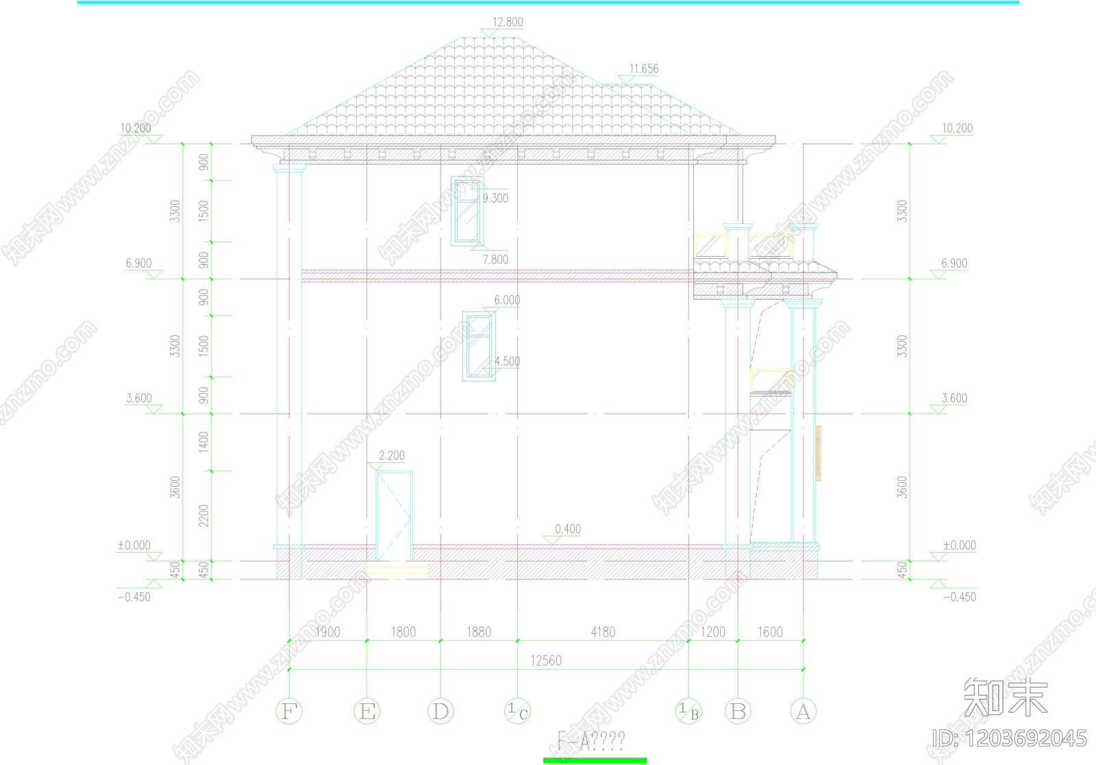 现代中式别墅建筑cad施工图下载【ID:1203692045】