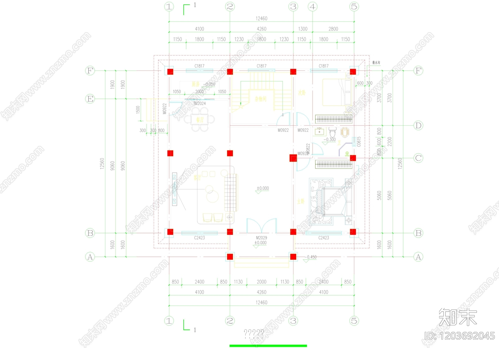 现代中式别墅建筑cad施工图下载【ID:1203692045】