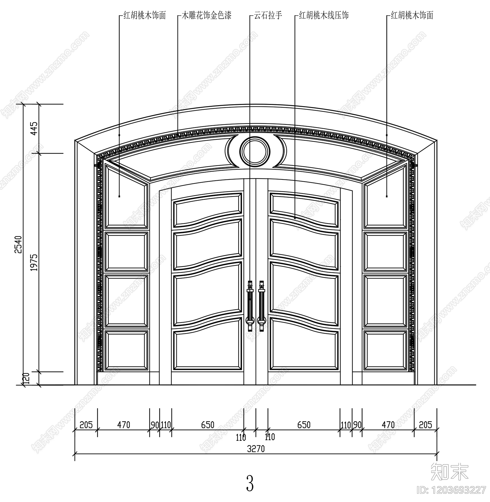 现代轻奢门cad施工图下载【ID:1203693227】