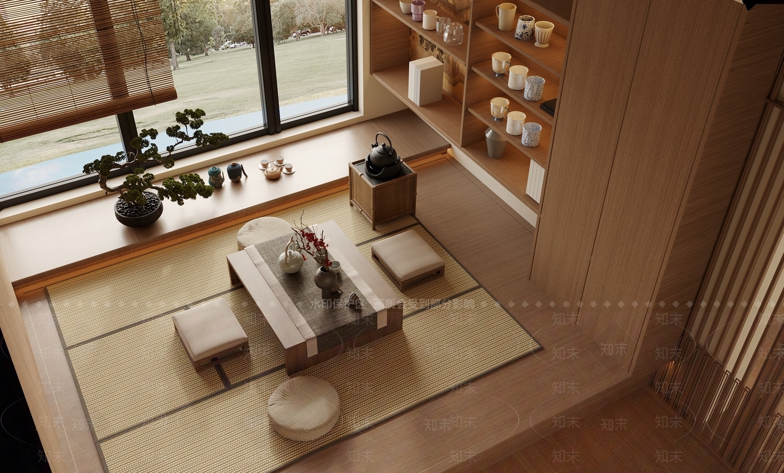 禅意侘寂茶室3D模型下载【ID:1203693955】