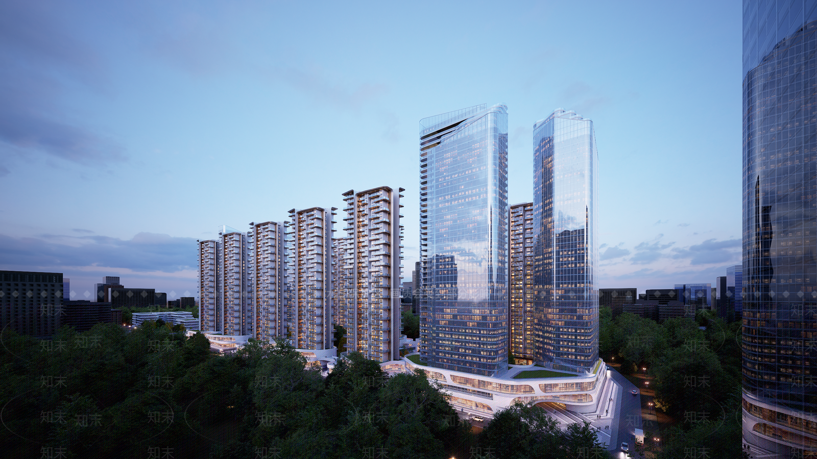 现代简约小区建筑SU模型下载【ID:1203694834】