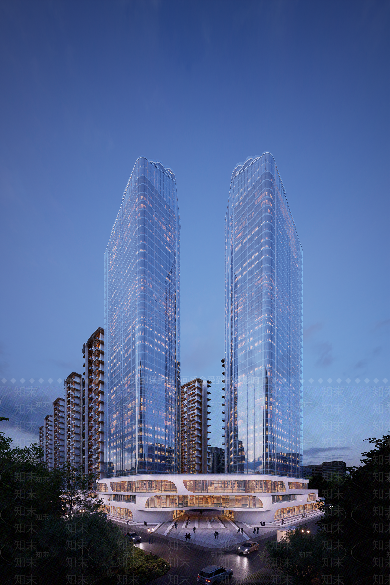 现代简约小区建筑SU模型下载【ID:1203694834】