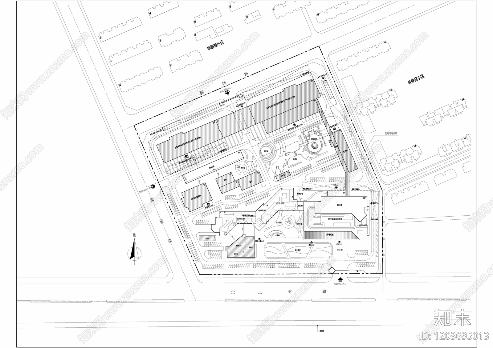 现代医院建筑cad施工图下载【ID:1203695013】