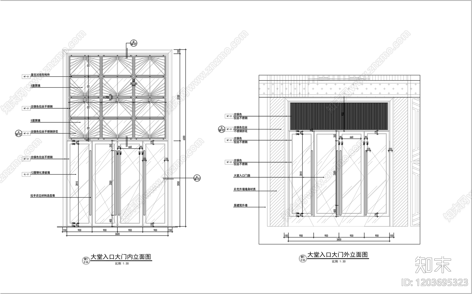 入户门cad施工图下载【ID:1203695323】