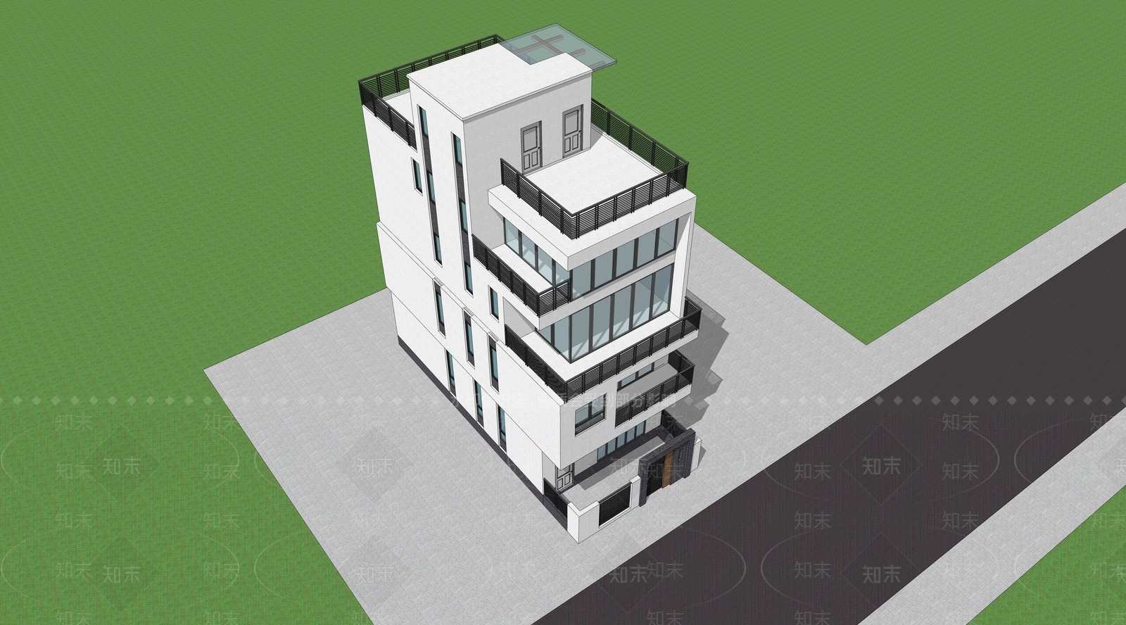 现代别墅SU模型下载【ID:1203696683】