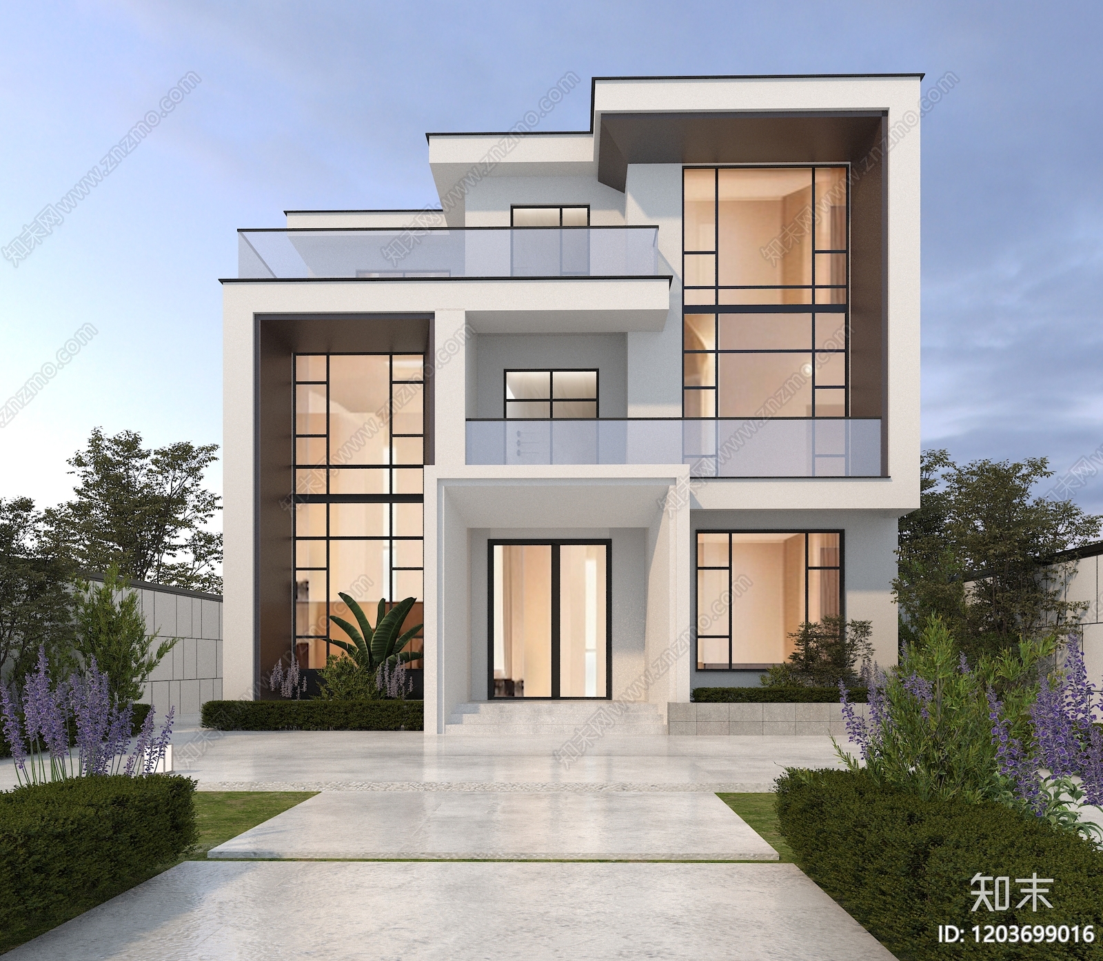 现代别墅建筑施工图下载【ID:1203699016】