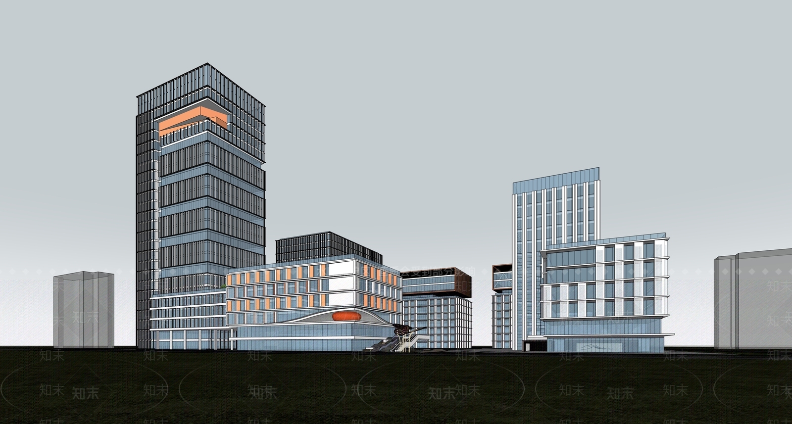 新中式现代小公建SU模型下载【ID:1203700468】
