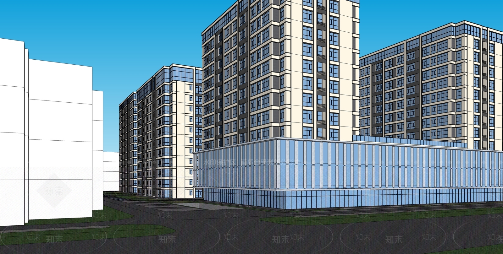 现代高层住宅SU模型下载【ID:1203702493】