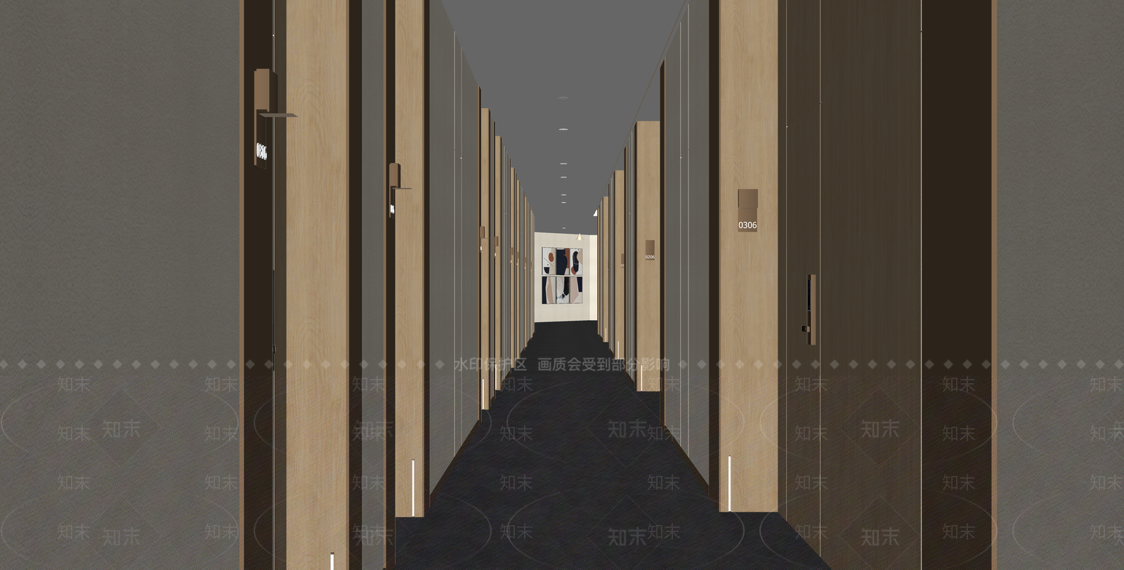 现代酒店走廊SU模型下载【ID:1203703159】
