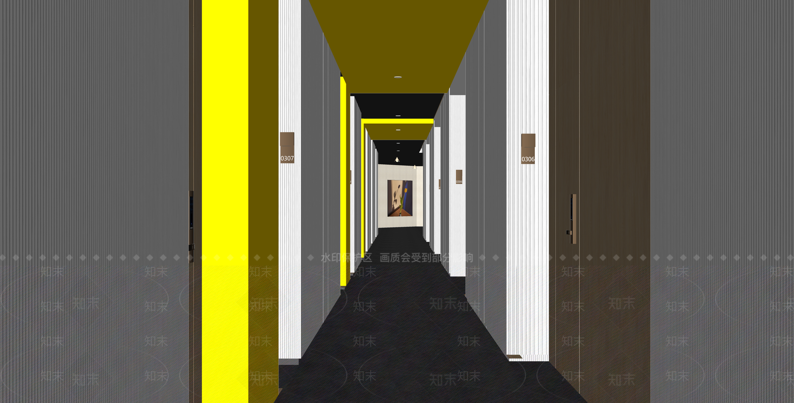 现代酒店走廊SU模型下载【ID:1203703250】