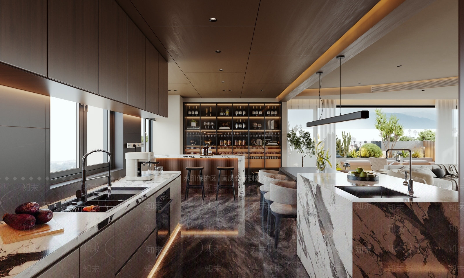 轻奢意式大平层客餐厅3D模型下载【ID:1203705072】