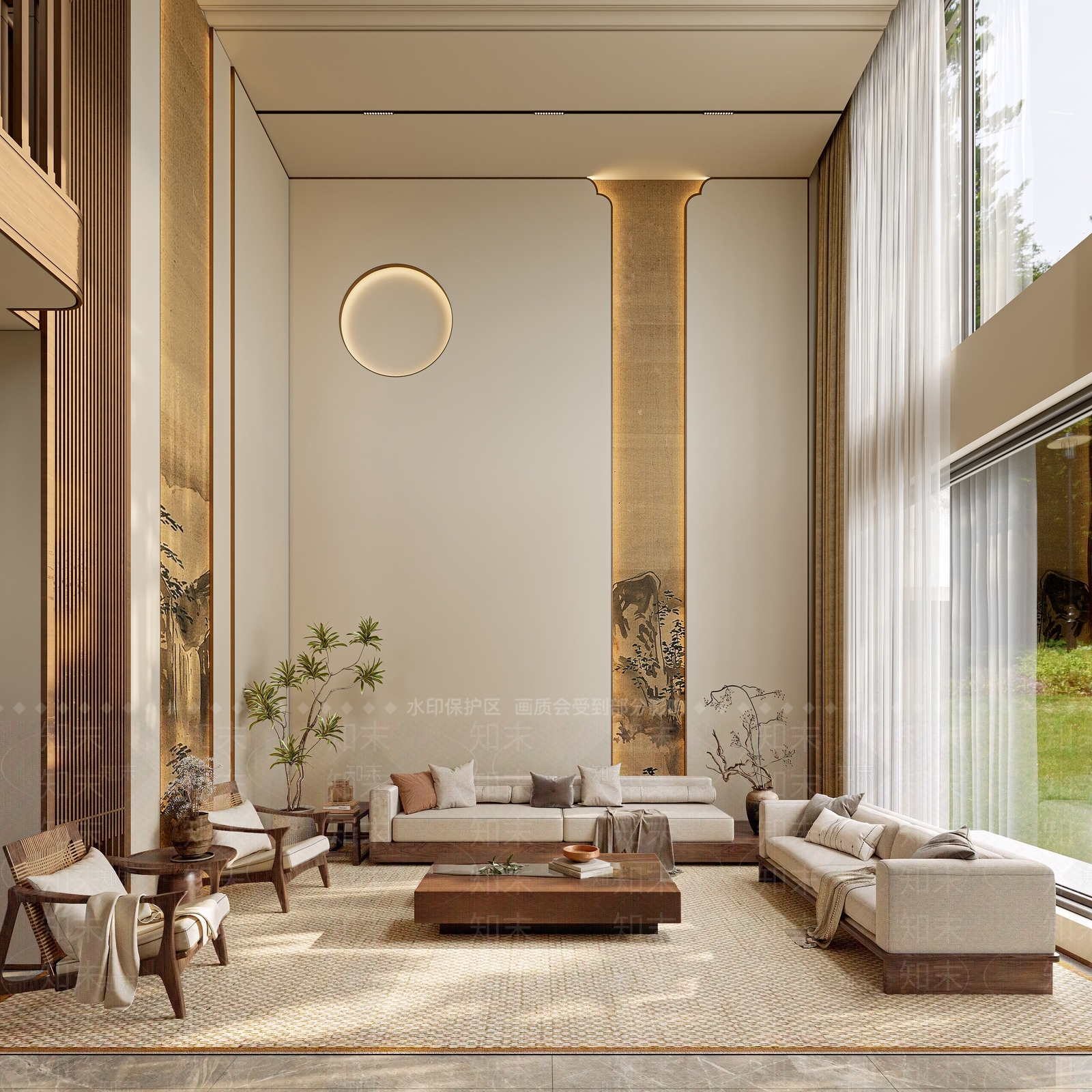 新中式别墅客餐厅3D模型下载【ID:1203703915】