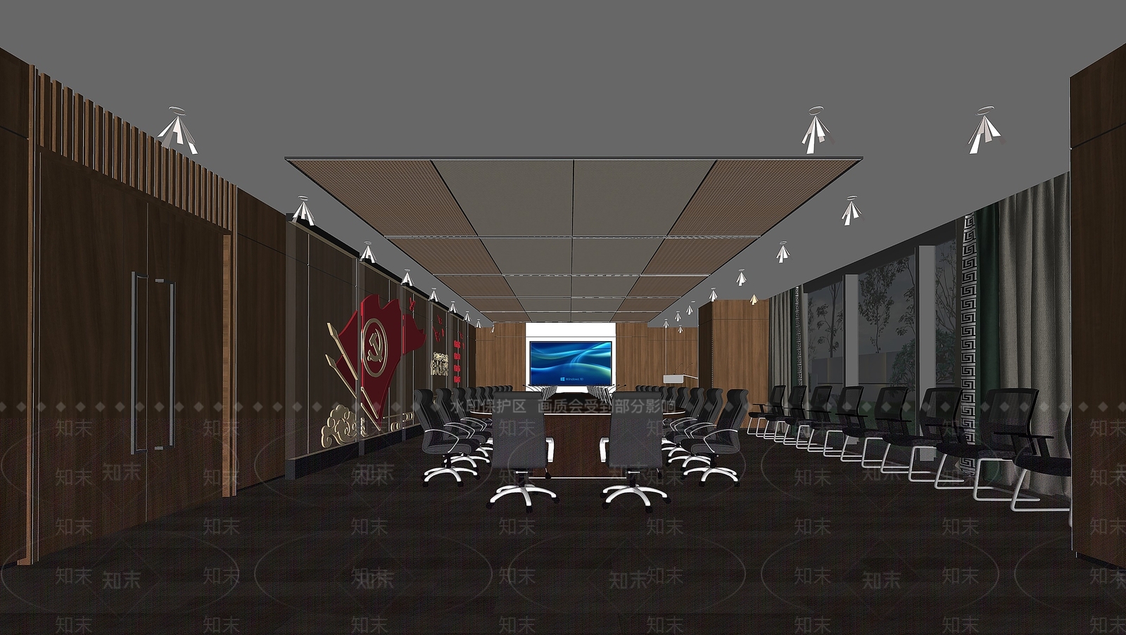 现代简约党建室SU模型下载【ID:1203705685】