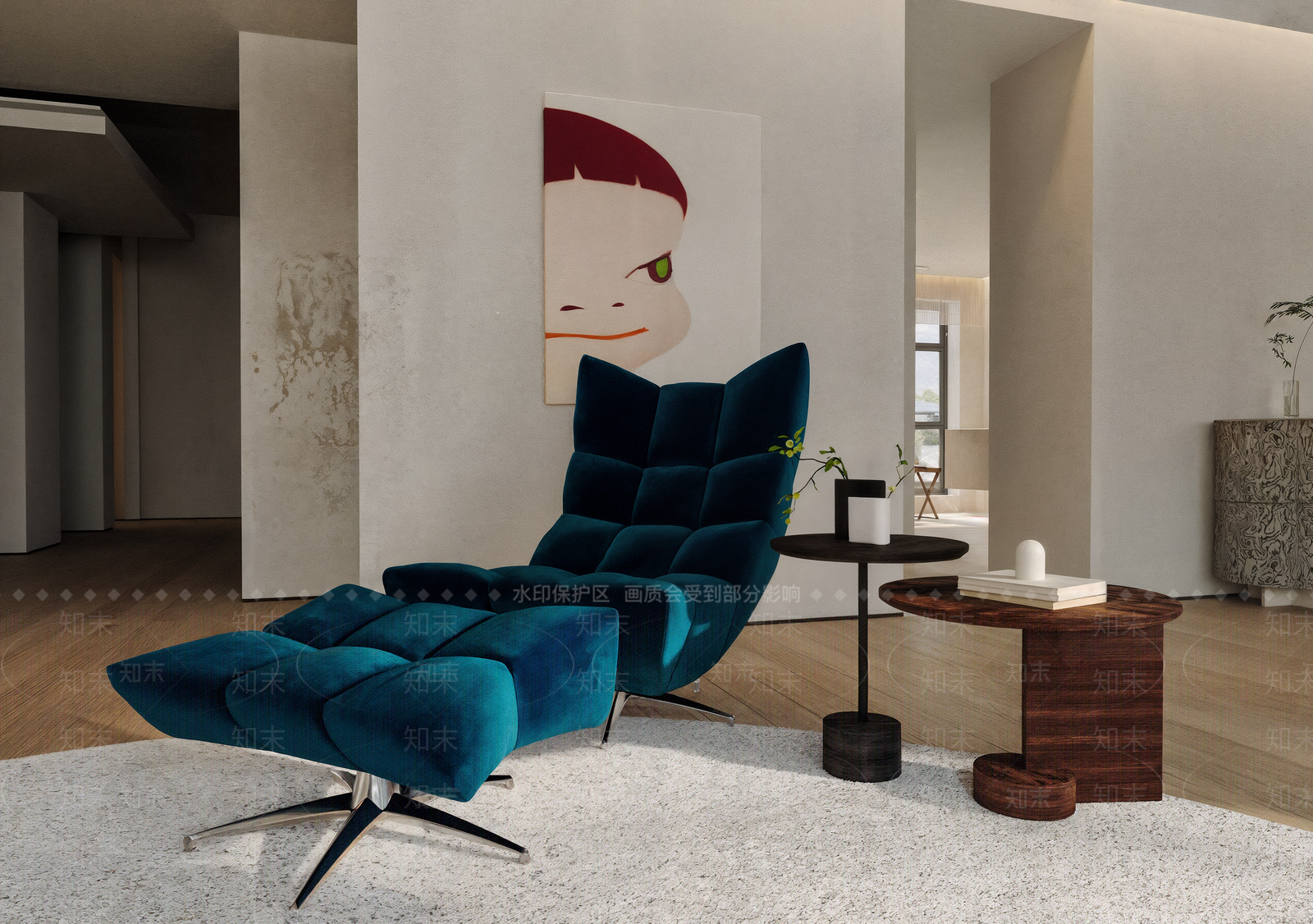 现代中古休闲椅3D模型下载【ID:1203705913】