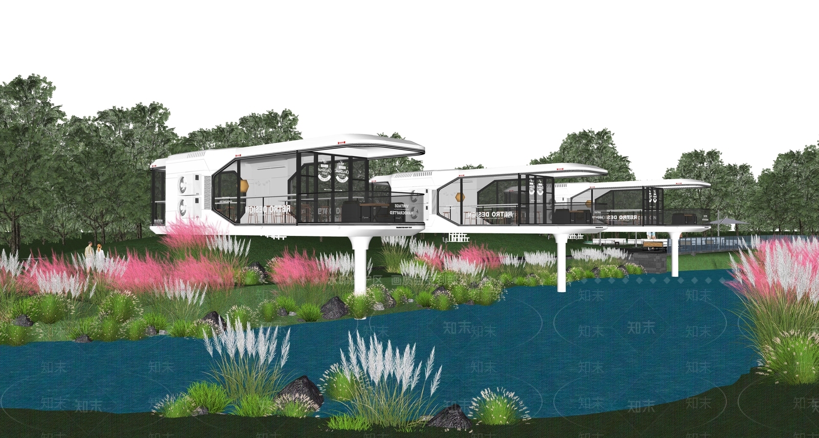 现代景观小建筑SU模型草图