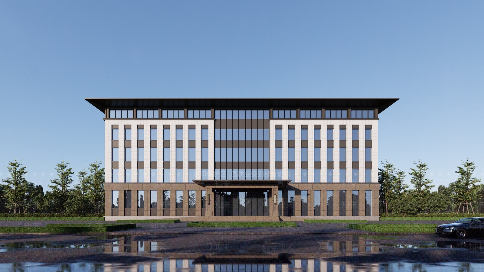 现代新中式政府办公楼SU模型下载【ID:1203709301】