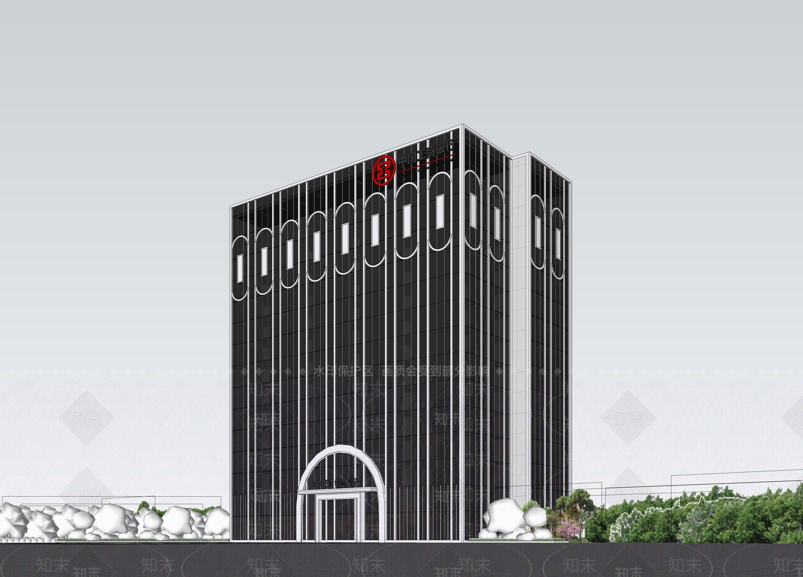 现代简约商务中心SU模型下载【ID:1203713212】