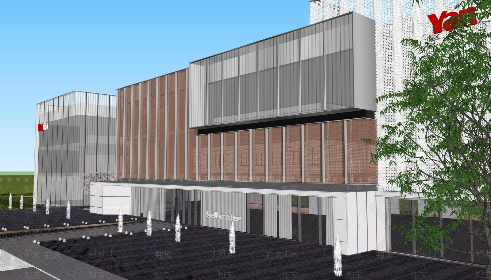 现代展览馆建筑SU模型下载【ID:1203713283】