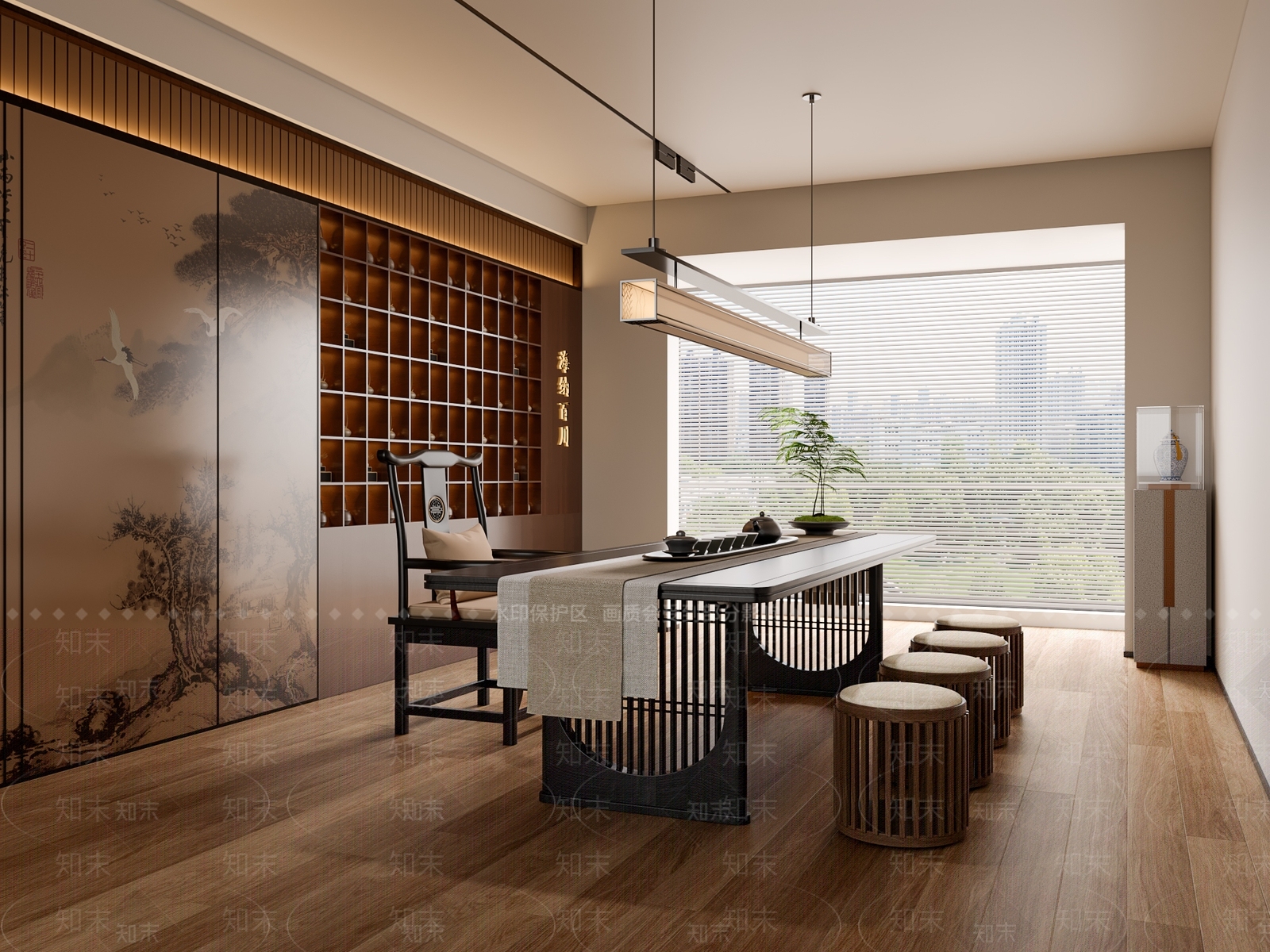 新中式中式茶室SU模型下载【ID:1203713466】
