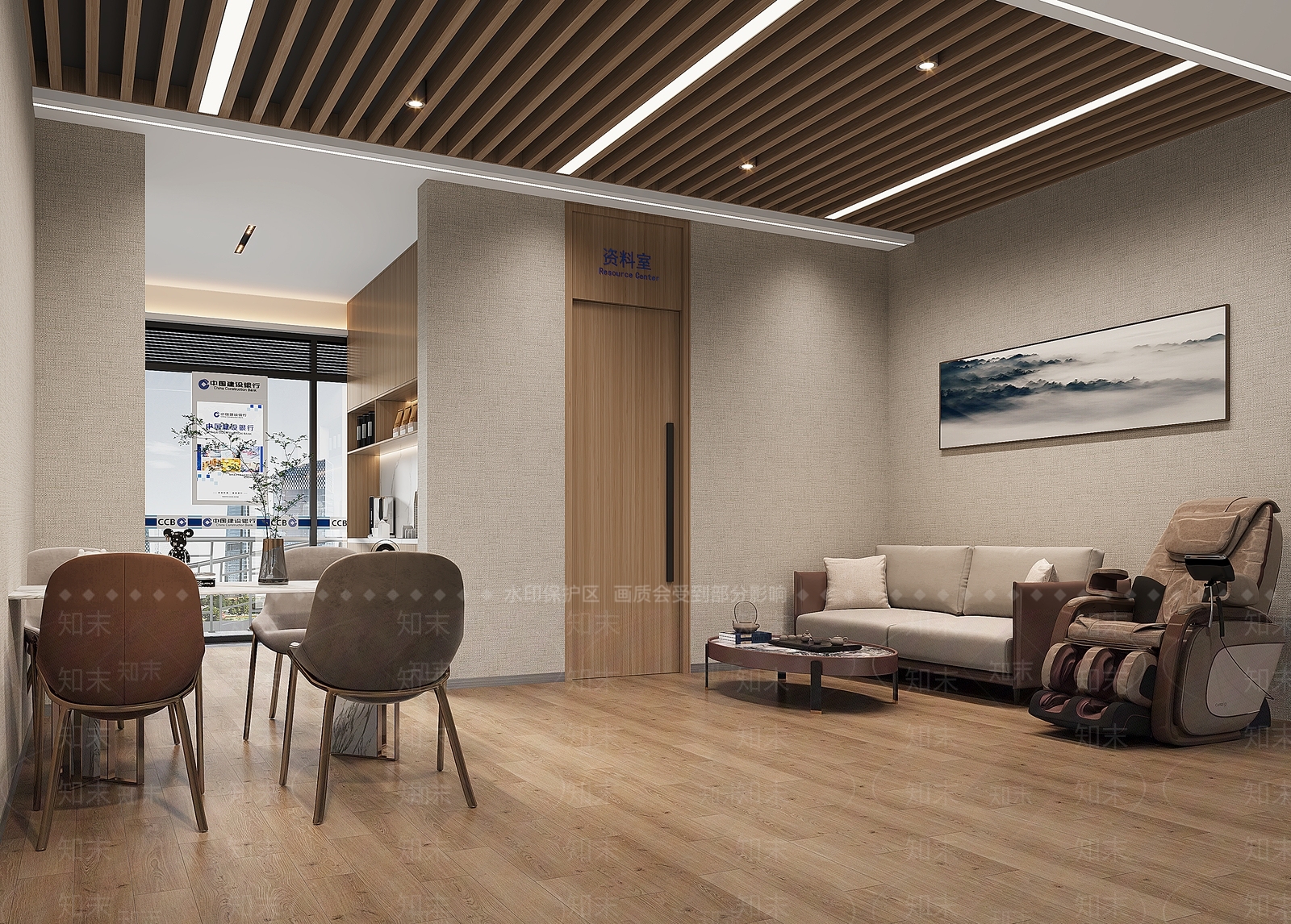 现代新中式办公大厅3D模型下载【ID:1203714201】