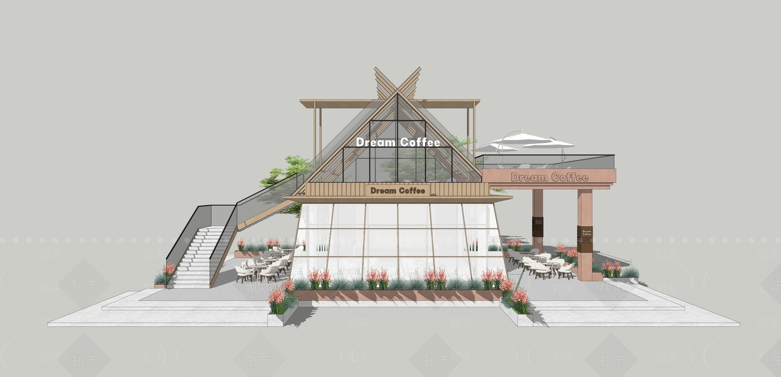现代咖啡厅SU模型下载【ID:1203719799】