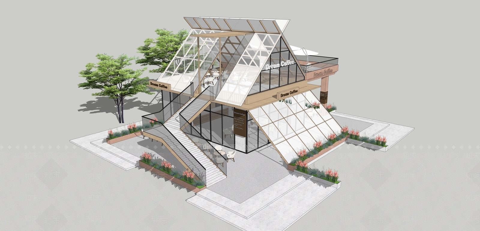 现代咖啡厅SU模型下载【ID:1203719799】