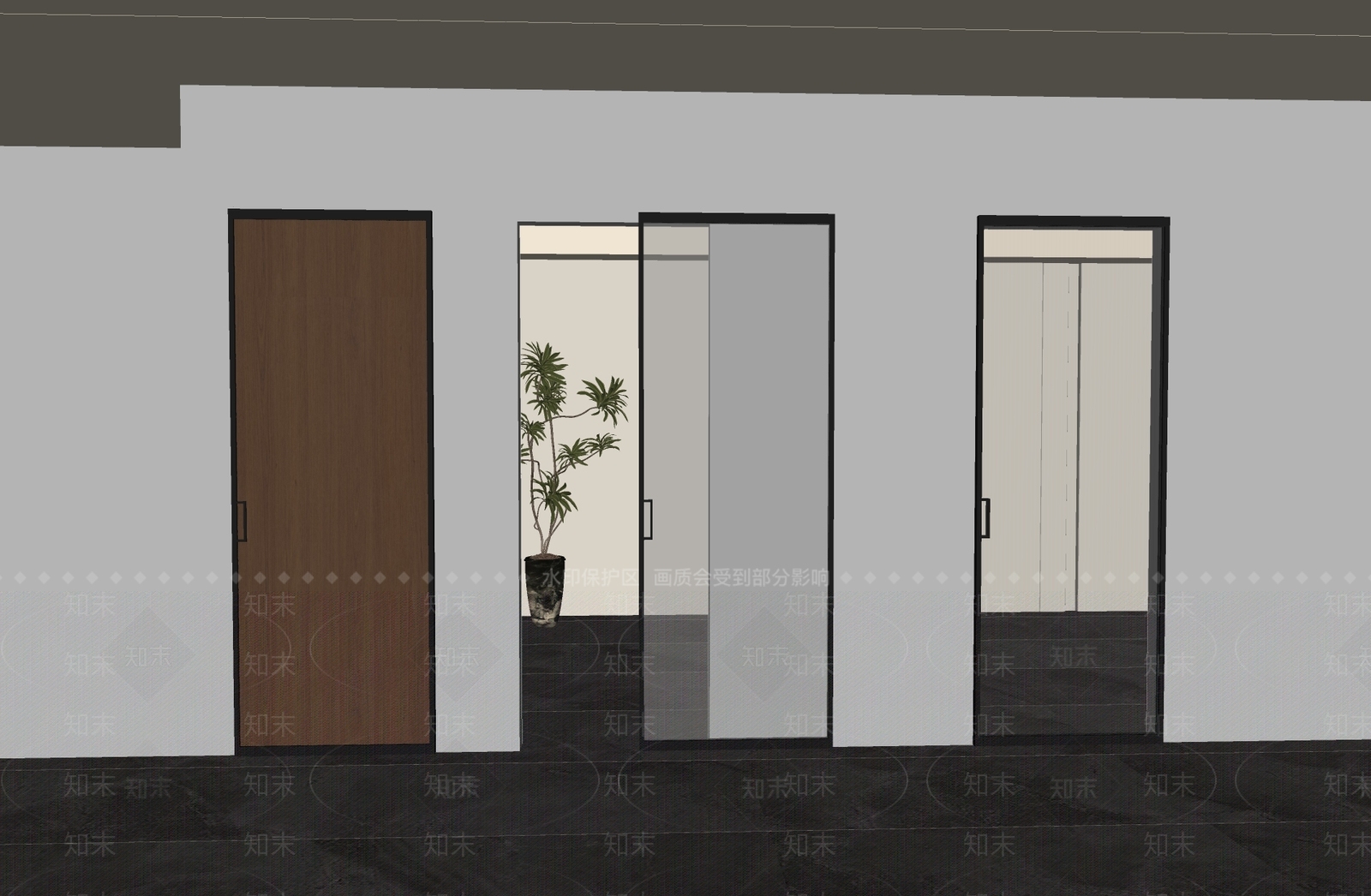 现代推拉门SU模型下载【ID:1203723928】