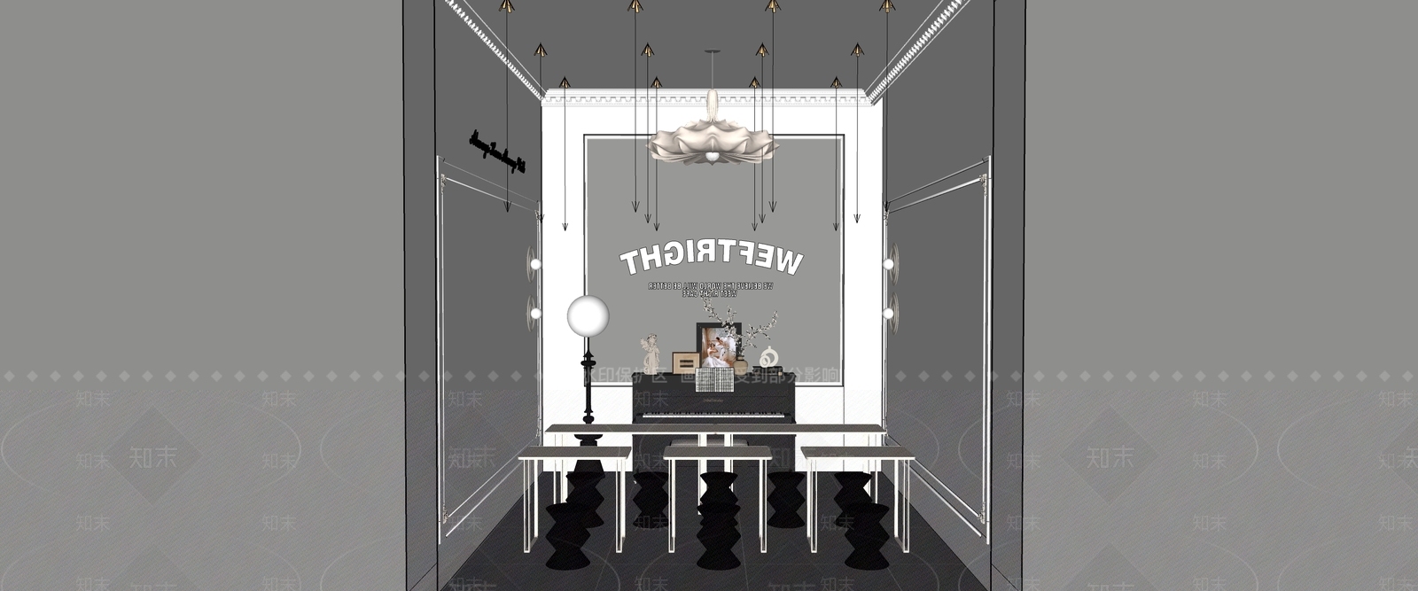 现代奶油其他店铺SU模型下载【ID:1203725461】