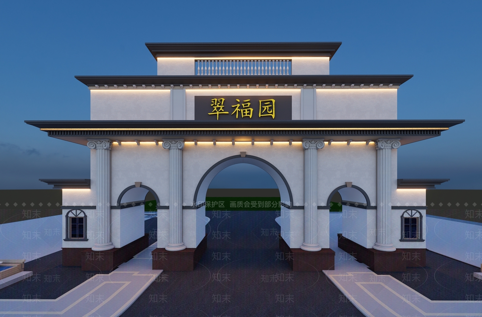 新中式中式门卫室SU模型下载【ID:1203725455】