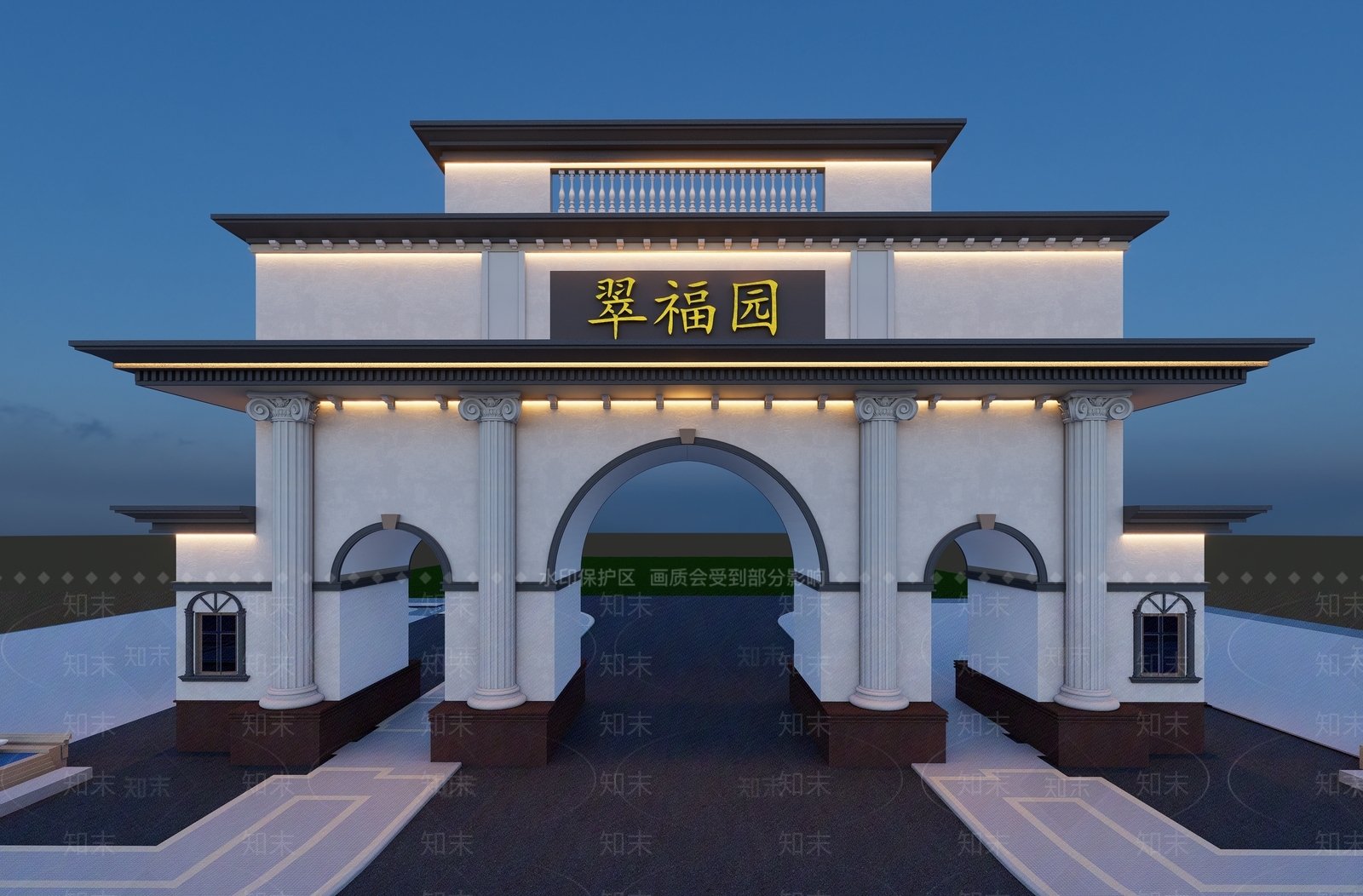 新中式中式门卫室SU模型下载【ID:1203725455】