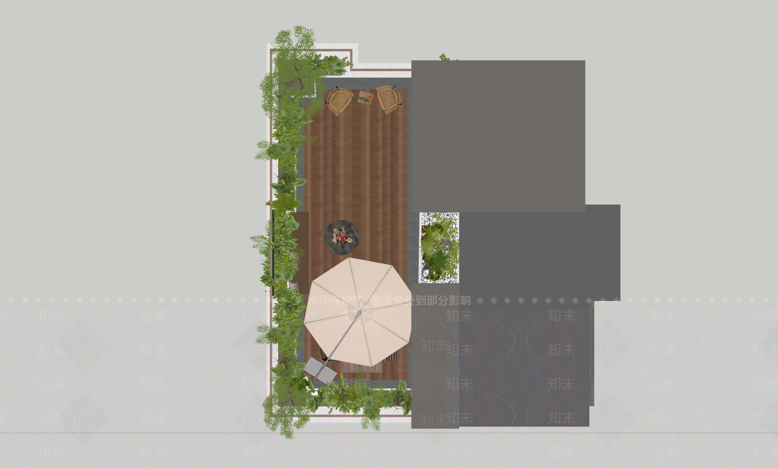 轻奢现代屋顶花园SU模型下载【ID:1203725488】