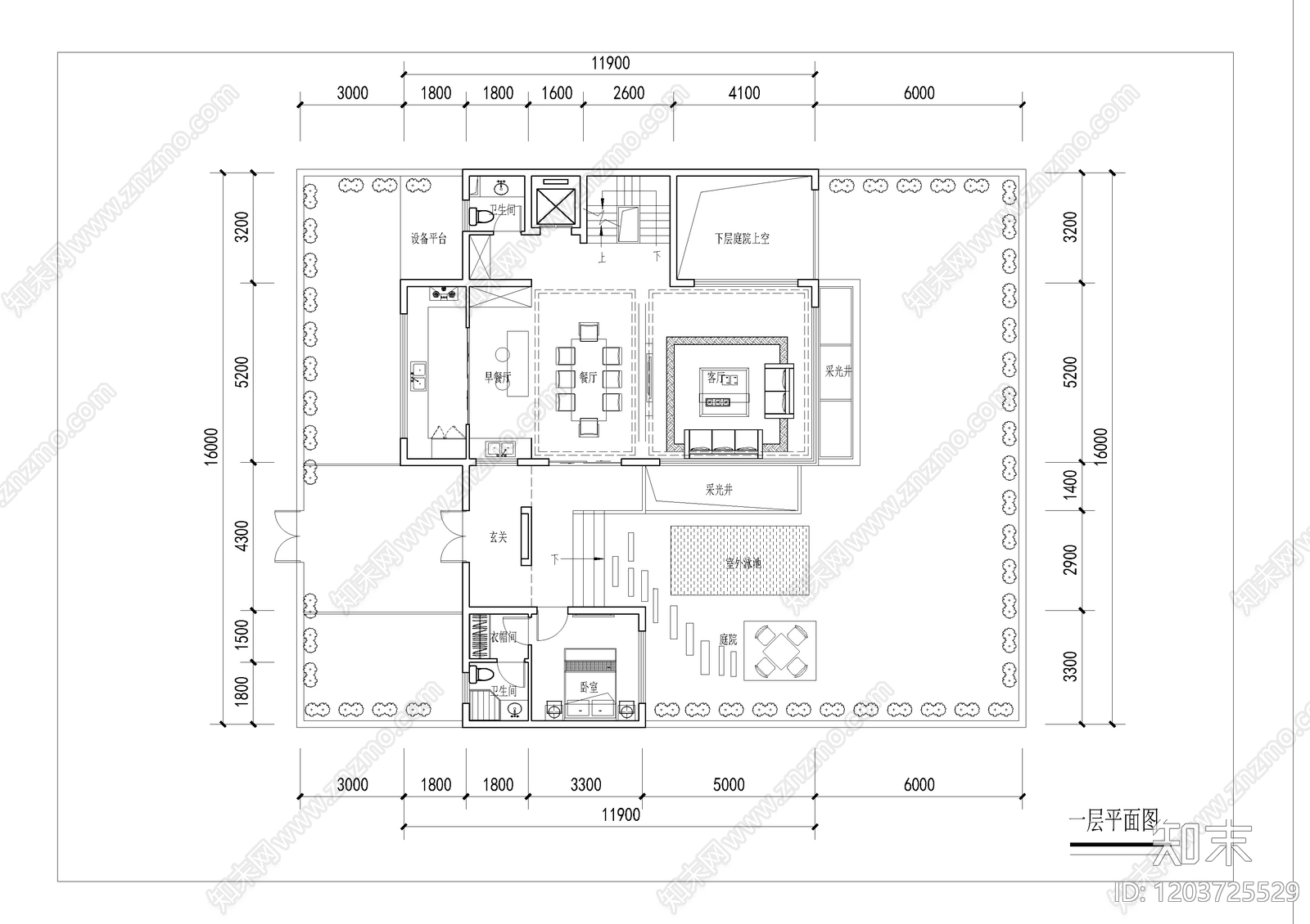 现代新中式别墅建筑施工图下载【ID:1203725529】