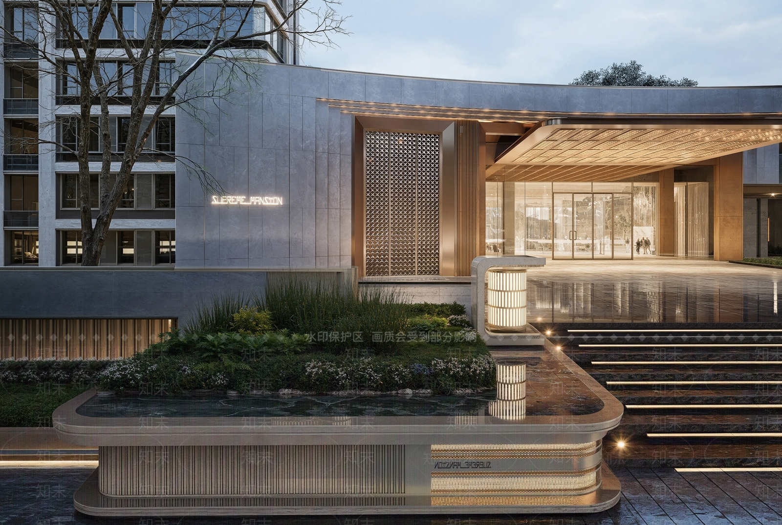 现代轻奢售楼处建筑SU模型下载【ID:1203726401】