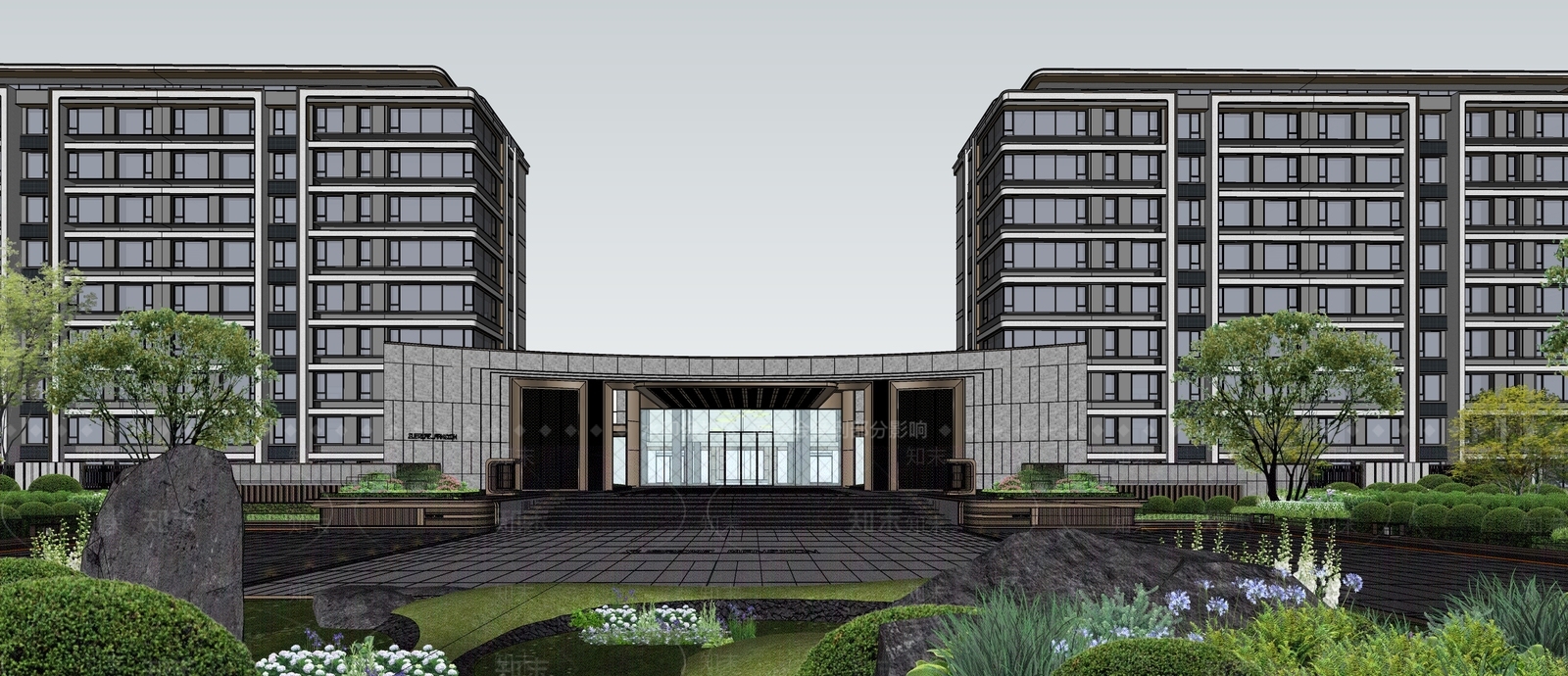 现代轻奢售楼处建筑SU模型下载【ID:1203726401】