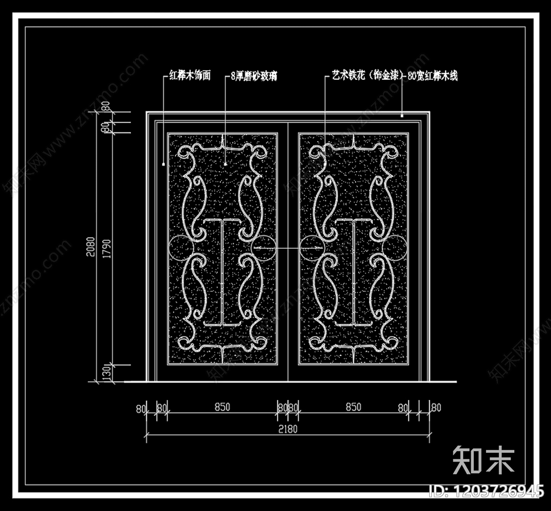 现代北欧门cad施工图下载【ID:1203726945】
